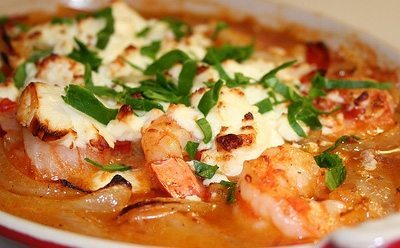 shrimps with feta cheese