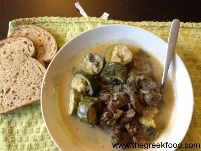 Lamb with courgettes and avgolemono