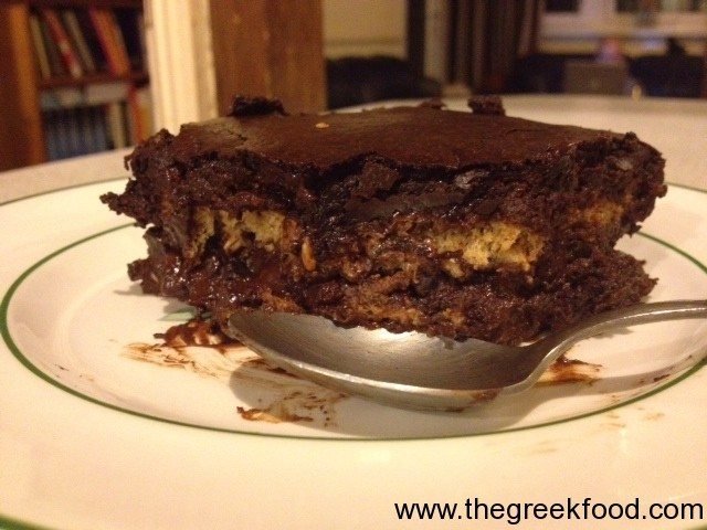 The chocolate pudding with bread is ready