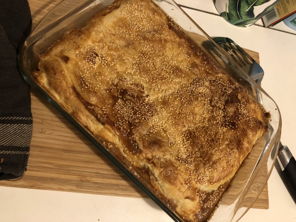Aubergine pie with feta cheese