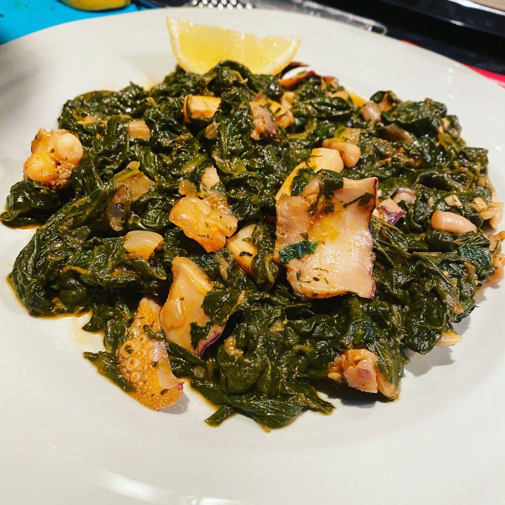 cuttlefish with spinach