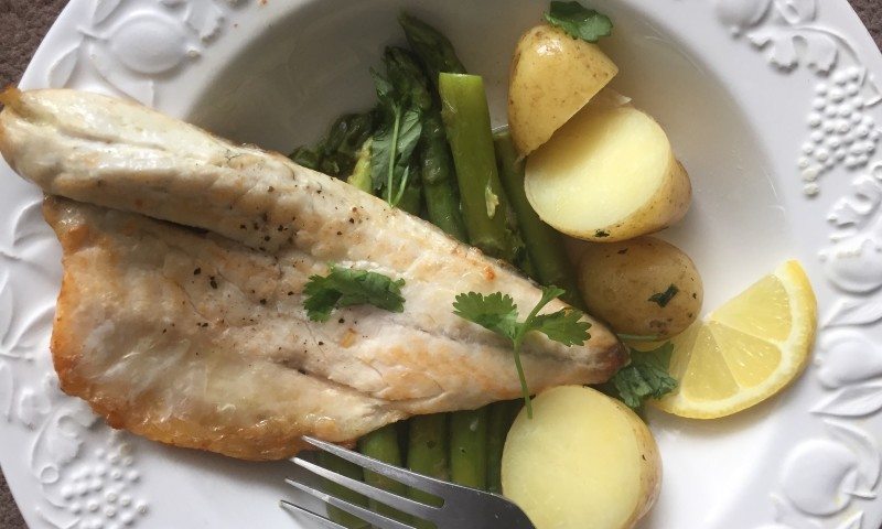 Sea Bream with asparagus and baby potatoes