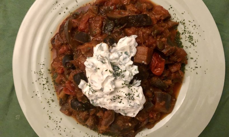 Aubergine Stew with Olives and Capers